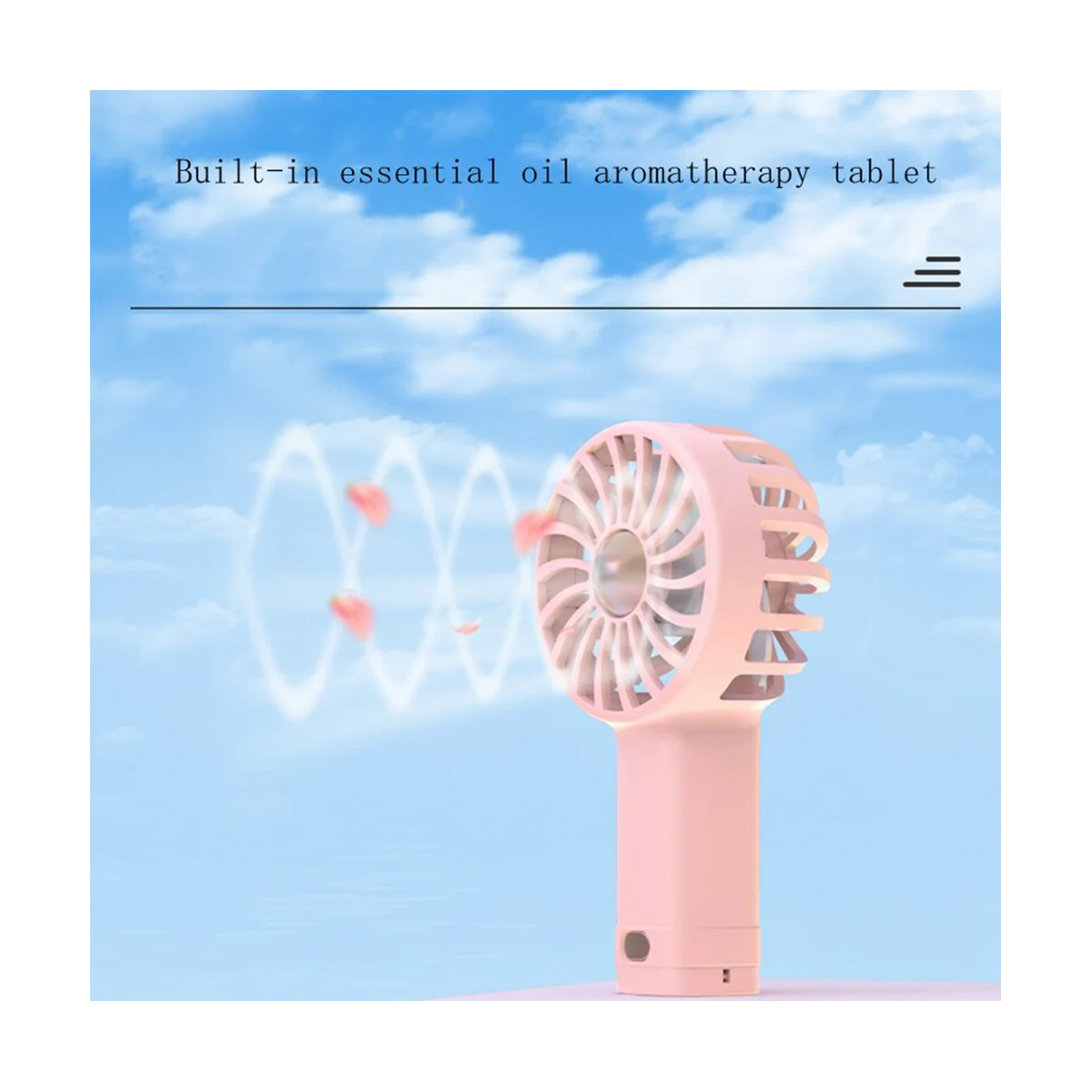 Mini ventilador de mano, ventilador pequeño de aromaterapia fresco, aromaterapia integrada, carga USB, ventilador pequeño silencioso, ventilador pequeño de energía eólica C