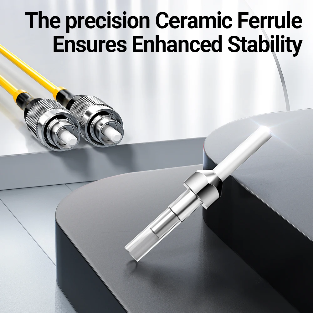 AMPCOM كابل الألياف FC إلى FC وضع واحد كابل تصحيح الألياف البصرية البسيط UPC 9/125μm، OS1/2 SMF 1/2/3/5/10/15 متر LSZH OFNR