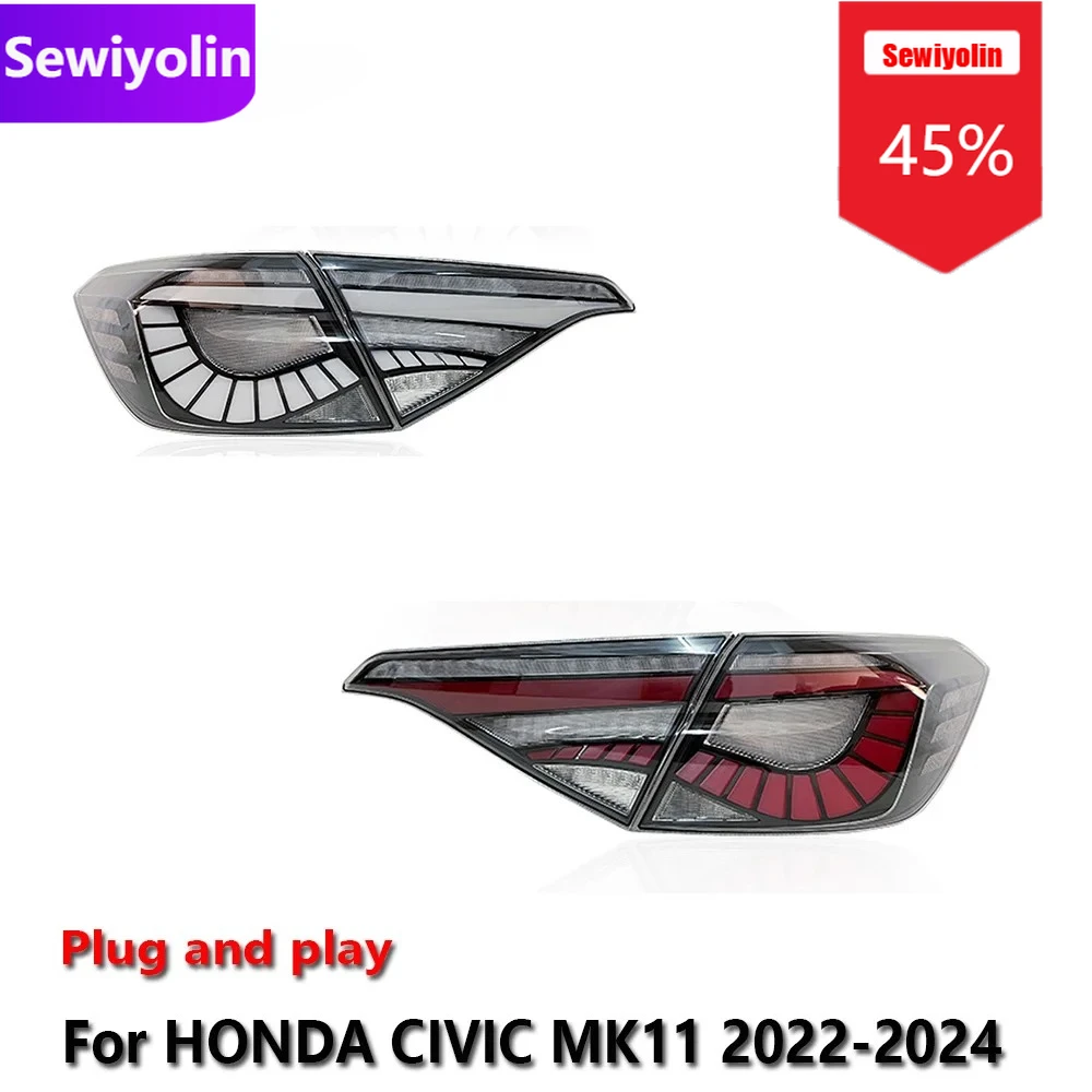

Car DRL LED Tail Light Assemblies For HONDA CIVIC MK11 2022-2024 Auto Fog DRL Brake Turn Signal Lamp Plug And Play