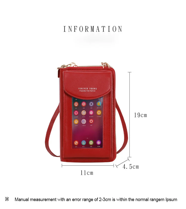 Touch screen mobile phone bag, women\'s crossbody small bag, wholesale mobile phone bag, crossbody bag, shoulder bag