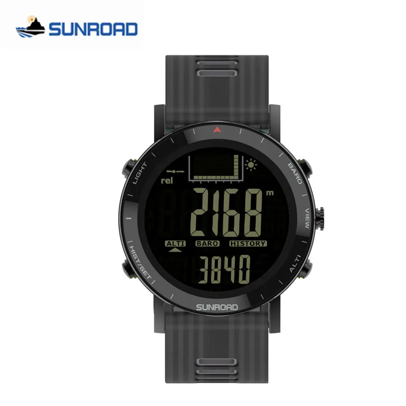 

SUNROAD Mountain Jungle Soldier Professional Outdoor Watch Digital Barometer Fishing 3ATM Waterproof Stainless Steel Dial