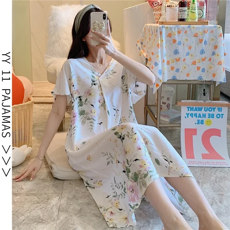 

Nightgowns Women's Clothing Summer Thin New Korea Home Soft Cozy Cool Simple Temperament Skinny Affordable Fashionable Loose