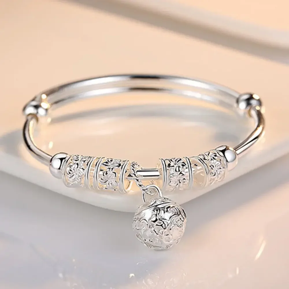 Fine 925 Sterling Silver Hollow Bells bransoletki kulkowe regulowane bransoletki dla kobiet moda prezenty świąteczne Party biżuteria ślubna