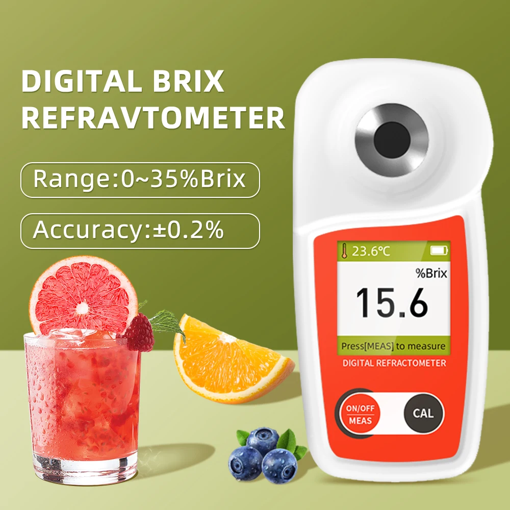 NOHAWK LCD Sugar Meter Refractometer Brix Meter Sugar Content Measuring Instrument Fruit Juice Beverage Honey Vegetables