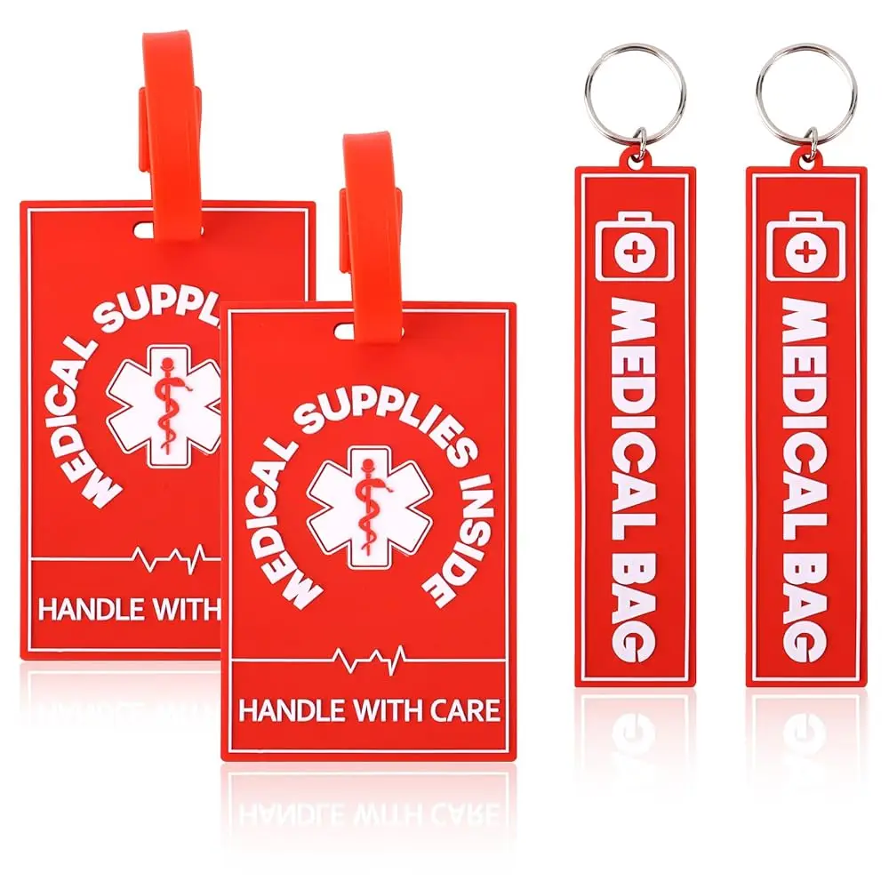 

Free Shipping4pcs Medical Alert Tags for Bag, 2 Styles Medical Device Luggage Tag with Straps Information Cards & Key Ring for P