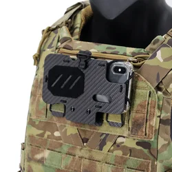 New Carbon Fiber Tactical Vest MOLLE Folding Navigation Board Phone Holder Chest Cell Phone Board Plate Carrier Phone Mount