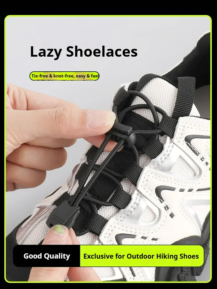 1Pair New White No-Tie Elastic Shoelaces with Quick Release Buckle for Lazy Sneaker Laces Adult and Kids Shoe Accessories