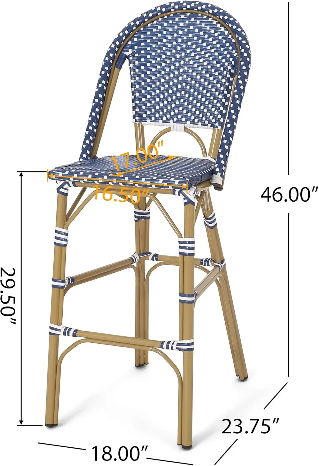 Outdoor Kinner Barstool, Teal escuro, branco e bambu impressão acabamento, 314451