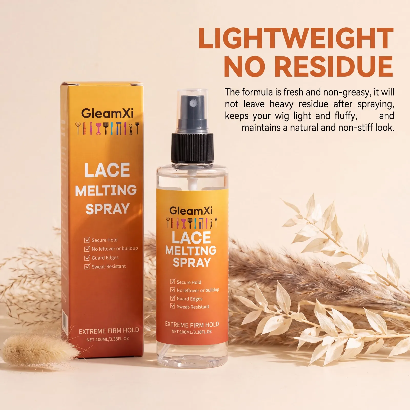 Lace Melting Spray Strong Hold Wig Adhesive Sweat Proof Invisible Edge Control Quick Dry Lightweight Gentle Scalp Care 100ml