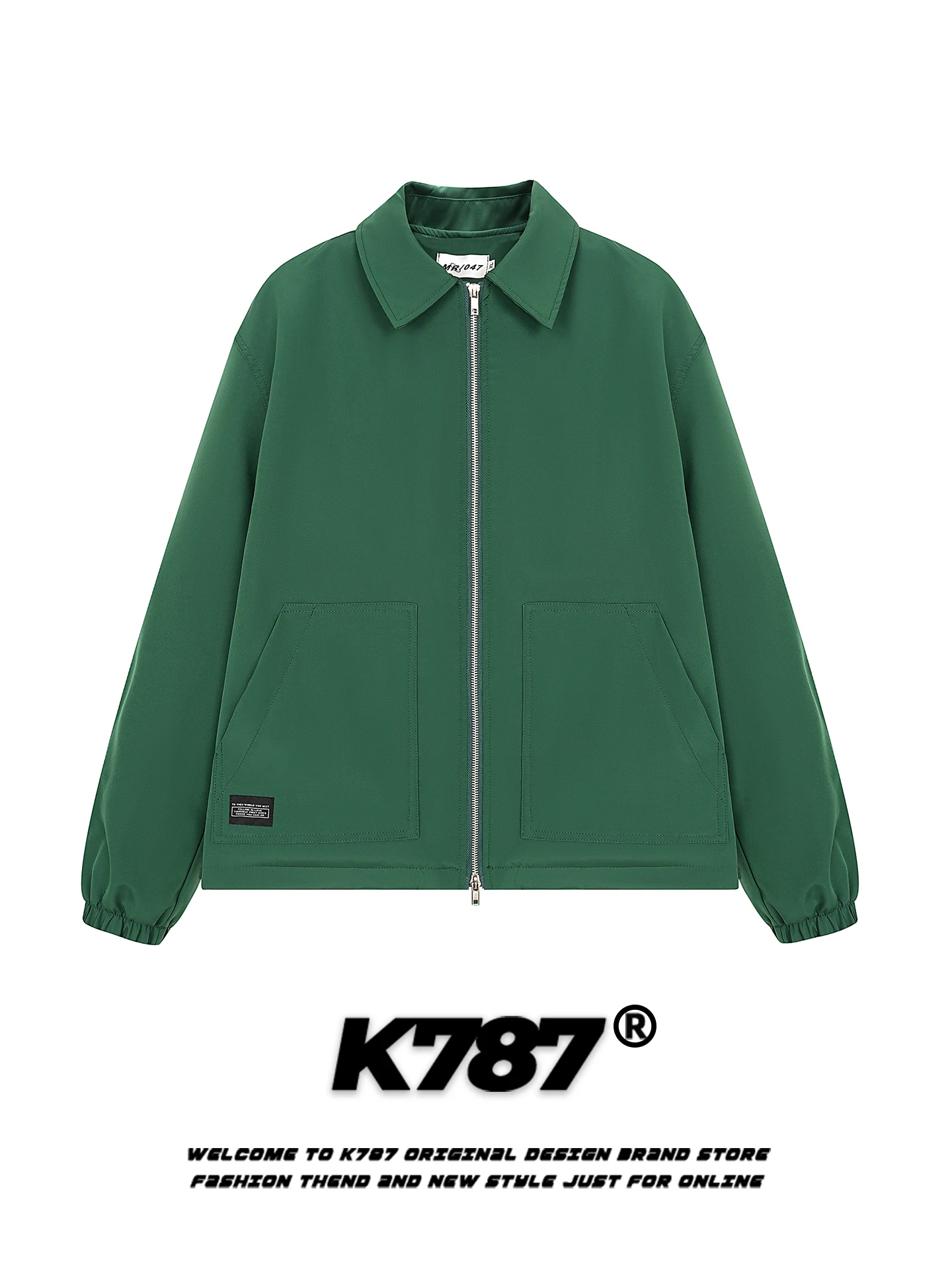 

K787 American Retro Cleanfit Zipper Collar Open Cardigan Jacket Unisex Loose Casual Simple Couple Outerwear Spring Youth Popular