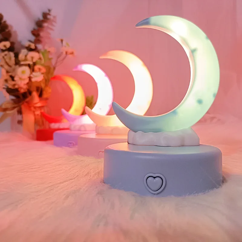 Crescent Moon Night Light Children'S Desk Night Lamp Moon Cloud Glow Toy Bedside Lamp for Home Children' Bedroom Decoration Gift