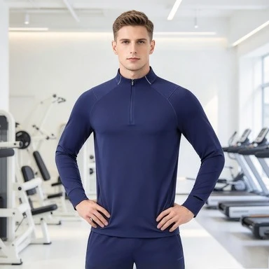 Mens Winter Fleece Half Zip Long Sleeve Workout Shirt Quick Dry Top for Running Outdoor Fitness