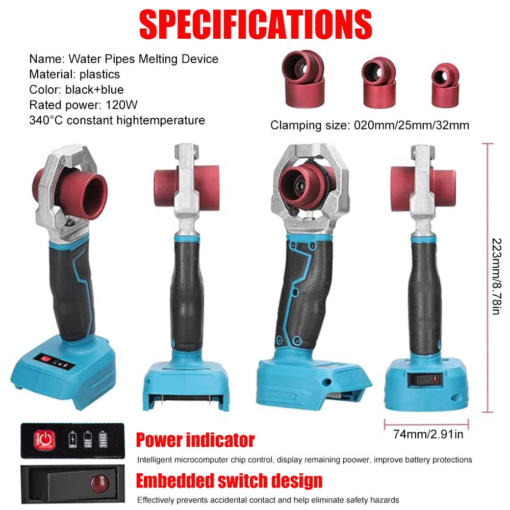 Machine de fusion électrique au lithium pour le soudage par hydroélectricité, batterie Makita pour le soudage thermofusible, 18V