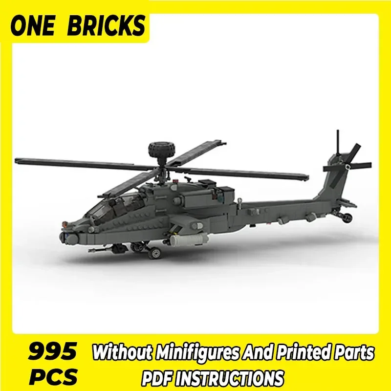 

Moc Building Bricks Military Fighter Model Boeing AH-64 Apache Technology Modular Blocks Gifts Christmas Toys DIY Sets Assembly