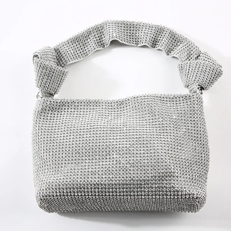 Borsa da sera con strass annodati a mano popolare da donna borsa con strass King Ins borsa pura con intarsio di diamanti per cena con diamanti pieni