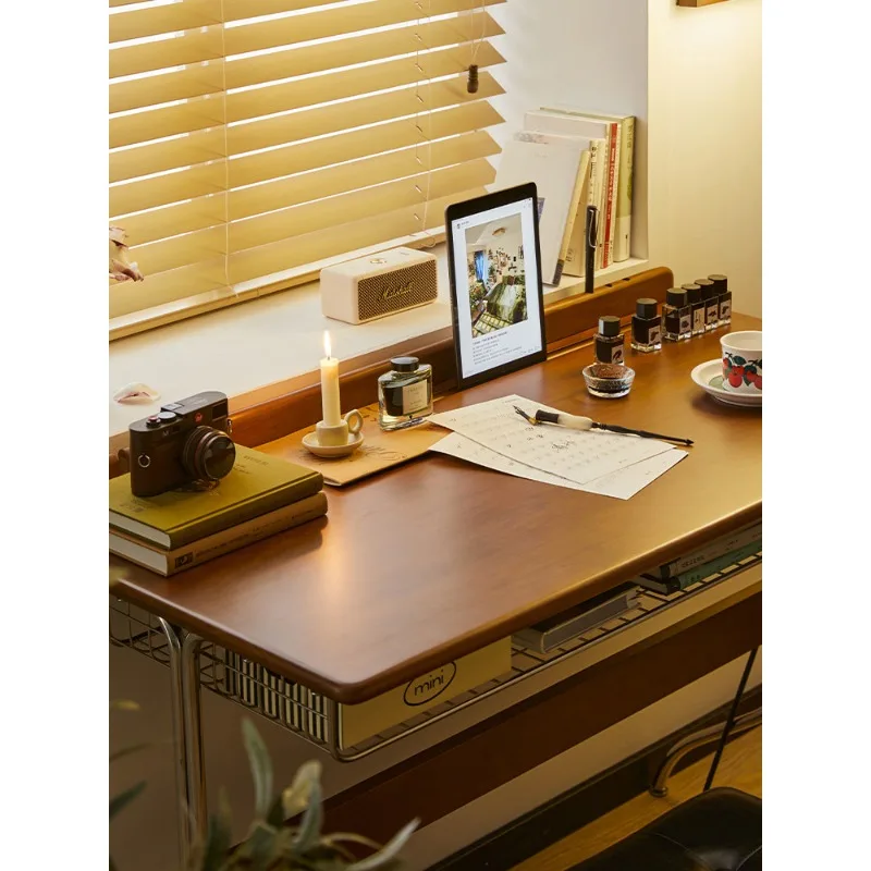 

Desk medieval solid wood home computer desk Nordic retro small apartment office writing desk