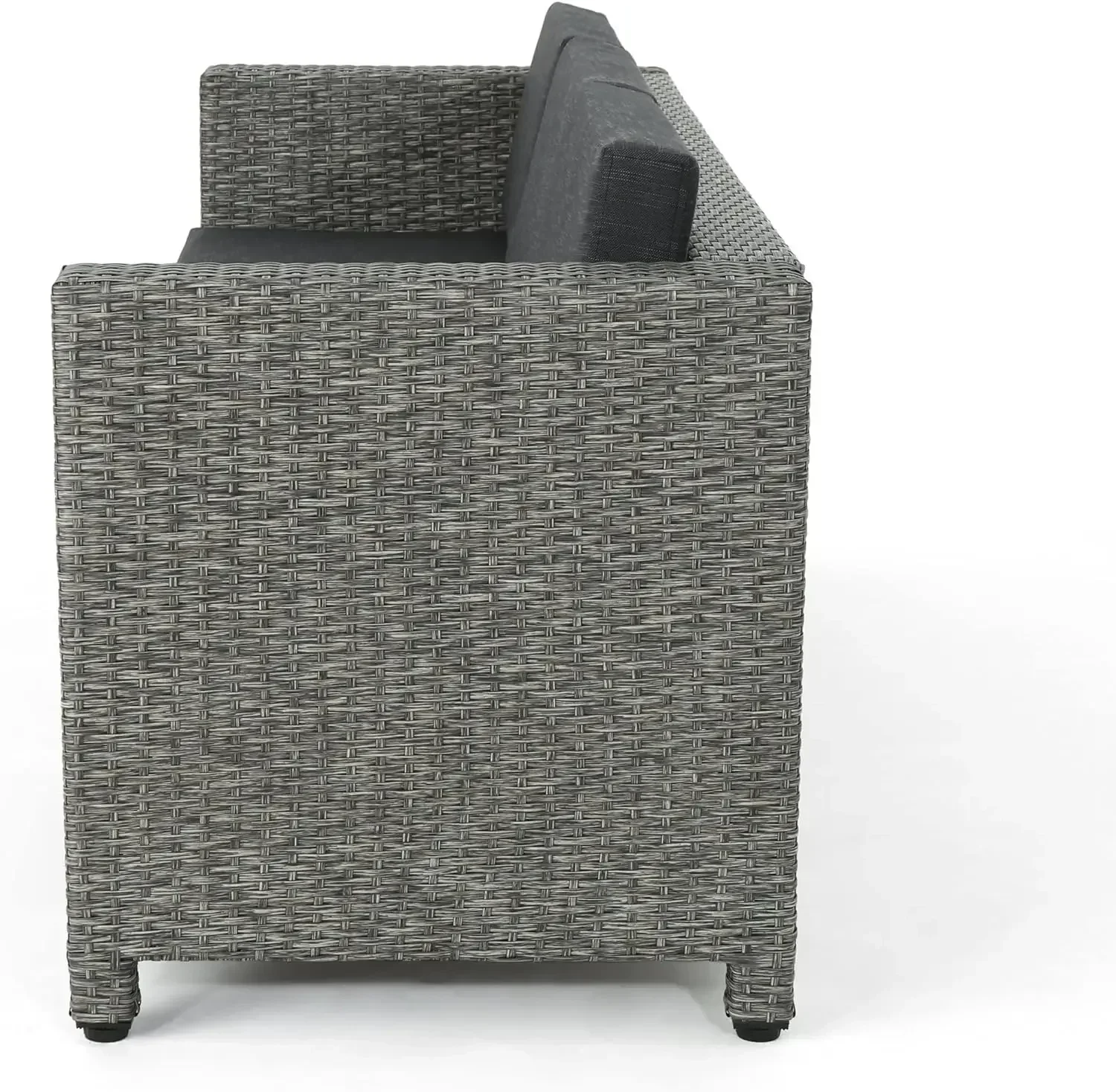 Puerta Outdoor Wicker 3-Sitzer Sofa, mischen schwarz/dunkel grau Kissen