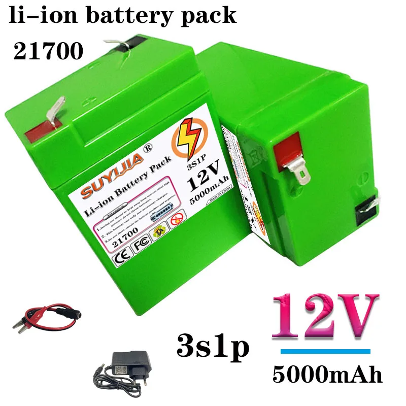 

12V 5000mAh 3S1P 21700 lithium-ion battery pack with BMS+ charger super large capacity rechargeable battery DC12.6V