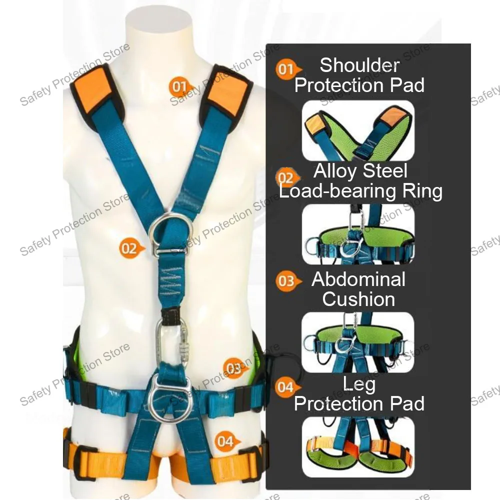 5-Punkt-Höhenarbeitsgurt, Ganzkörper-Sicherheitsgurt, Outdoor-Klettergurt, Rettungs- und Elektriker-Ausrüstung für Bauarbeiten – Detail 4