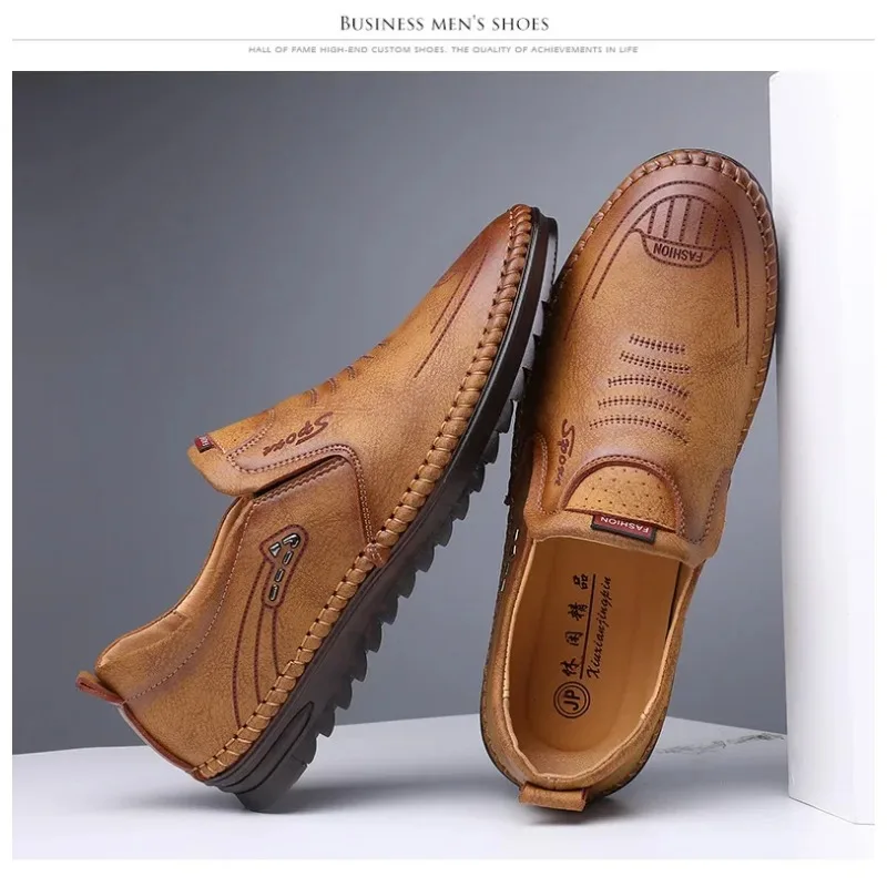

Men Shoes High Quality Handmade Leather Footwear Male Casual Business Flats Outdoor Soft Soled Travel Sneakers Brand Moccasins