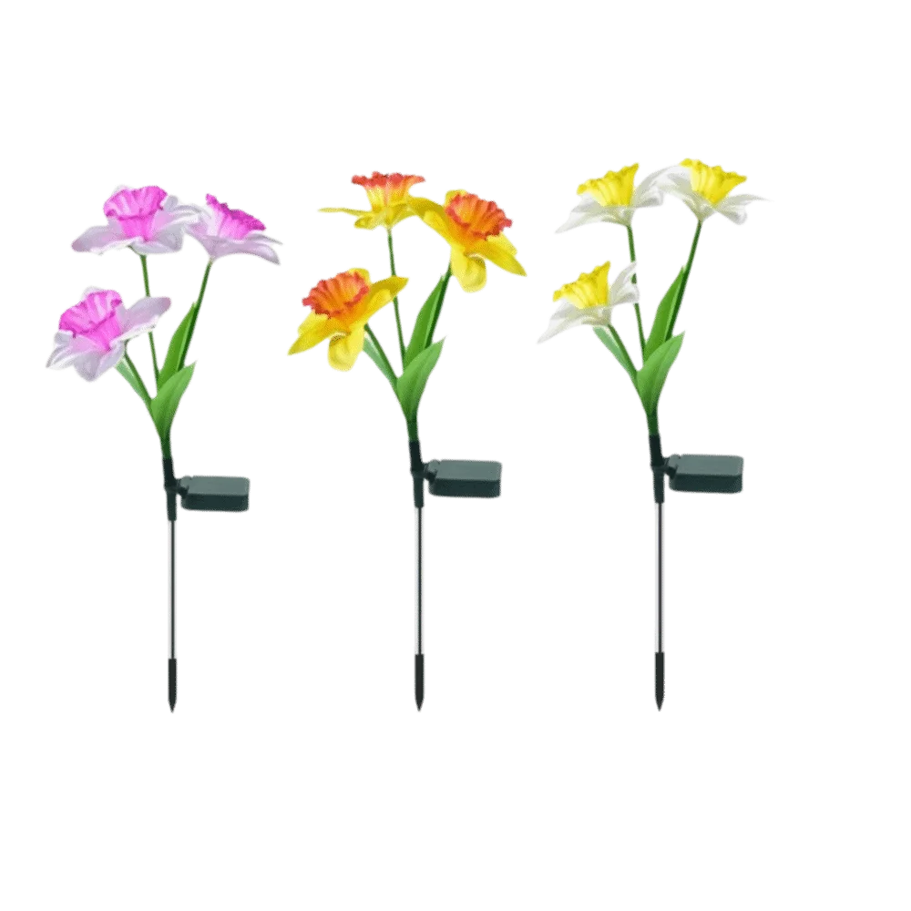 Waterproof Design Solar Garden Lights Solar Powered Stake Lights Daffodil Stake Lamps Narcissus Artificial Plants
