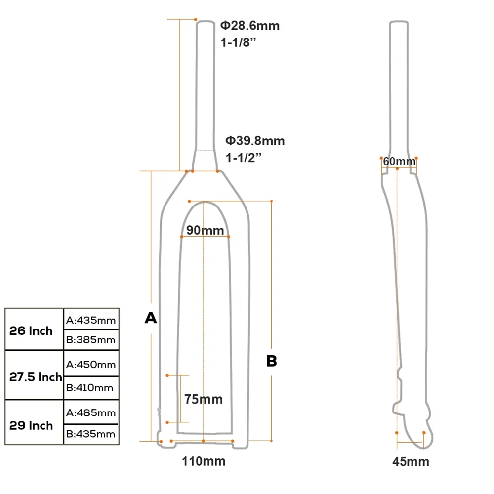 ULLICYC MTB Thru Axle Boost Fork 15*110mm Full Carbon Fiber Bike Front 26\