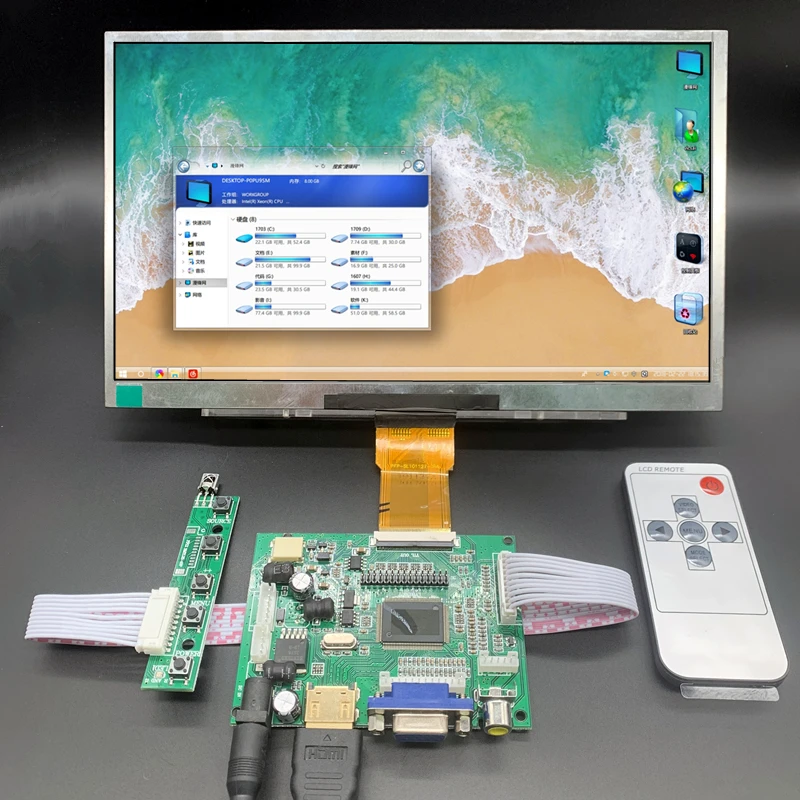 

10.1Inch LCD Screen Display Monitor Driver Control Board 2AV VGA HDMI-Compatibl For Raspberry Pi Banana/Orange Pi Mini Computer