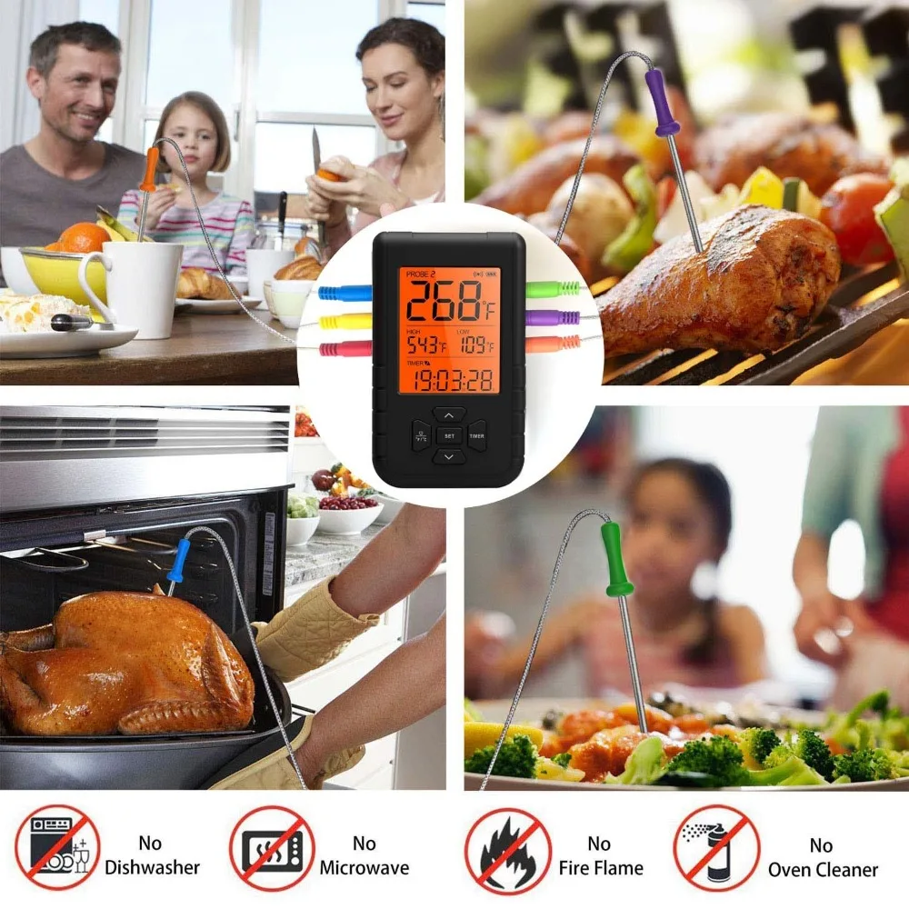 Bluetooth-Thermometer drahtloses Fleisch sofort gelesen zum Grillen Räucherofen Küchen thermometer Lebensmittel kochen