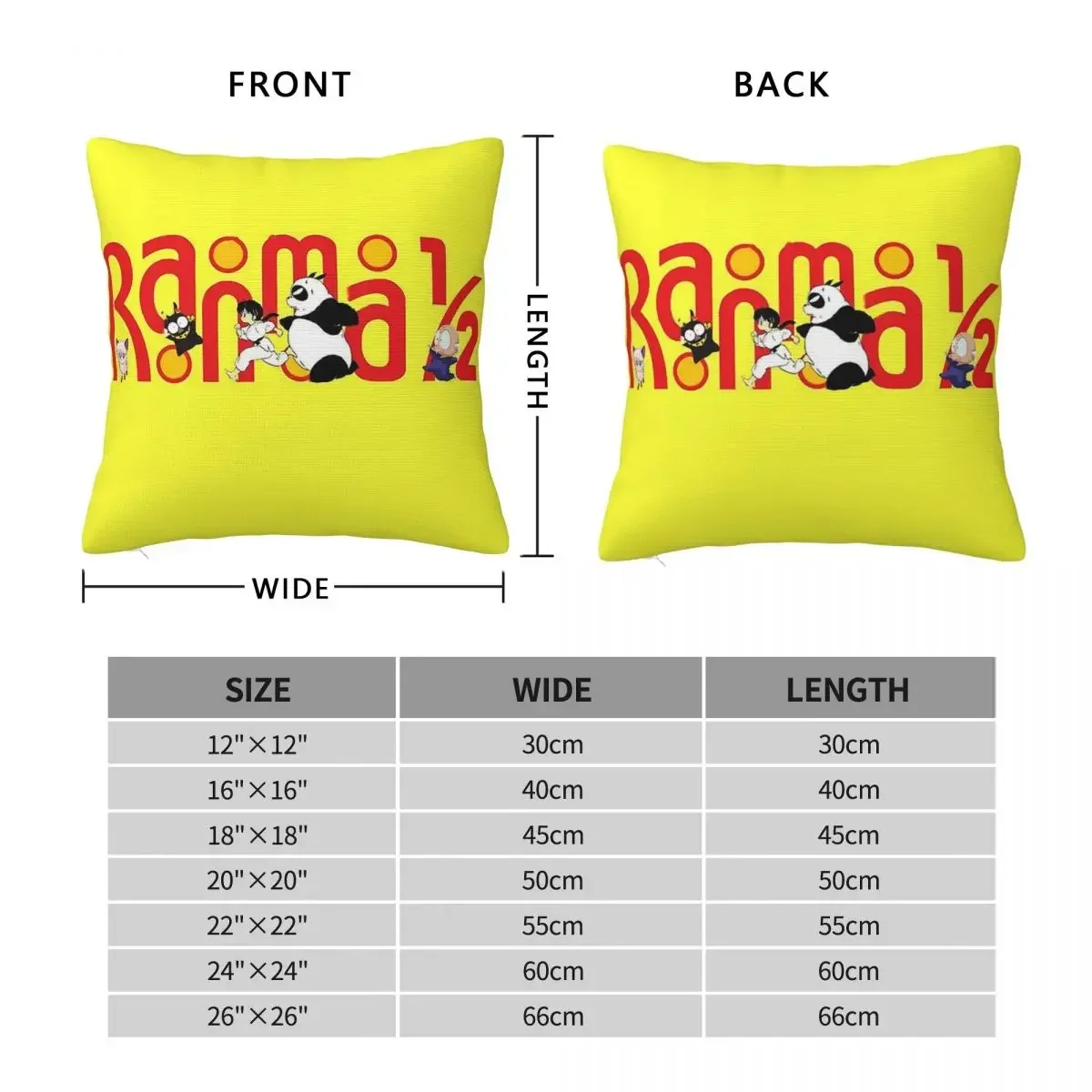 Ranma 1/2 Saotome Pig Girls Square Pillowcase Pillow Cover Polyester Cushion Zip Decorative Comfort Throw Pillow for Home Car