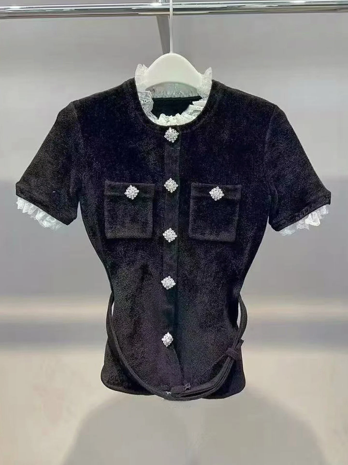 

High-End Women's Velvet Lace Hebe Sle Open Cardigan Coat by SP Home South Oil Autumn 2025 Commute Sle Stand Fit ort ...