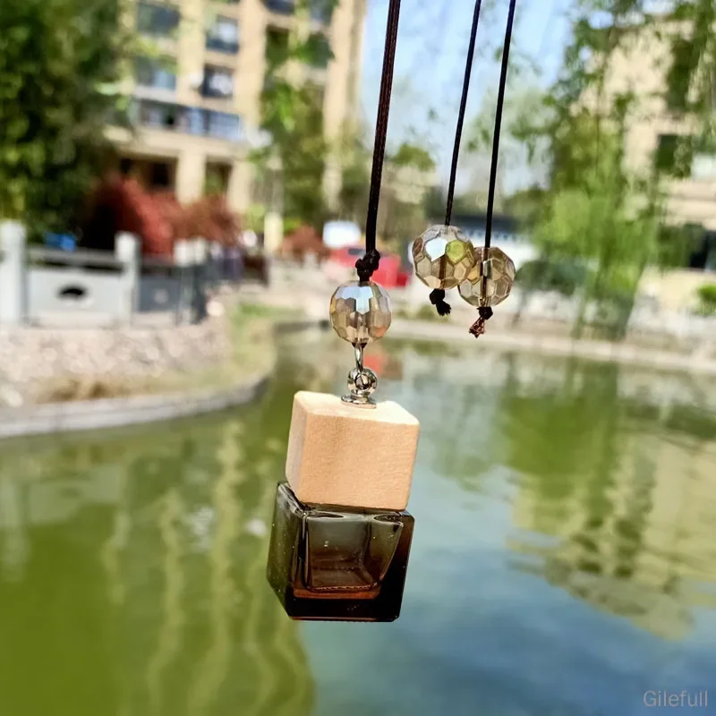 Garrafa de vidro vazia carro pendurado perfume espelho retrovisor ornamento ambientador