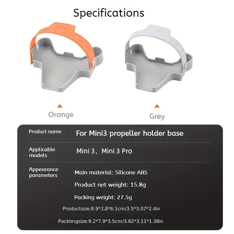 DJI Mini 3/Mini 3 Pro propeller stabilizer bracket, silicone blade protection strap, drone wing stabilizer, non battery accessor