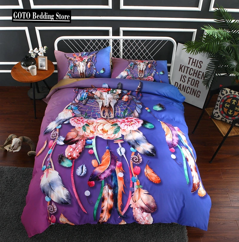 

Home textiles dreamcatcher bedding bohemia king size bedding set 100% Microfiber dream catcher Boho duvet cover set