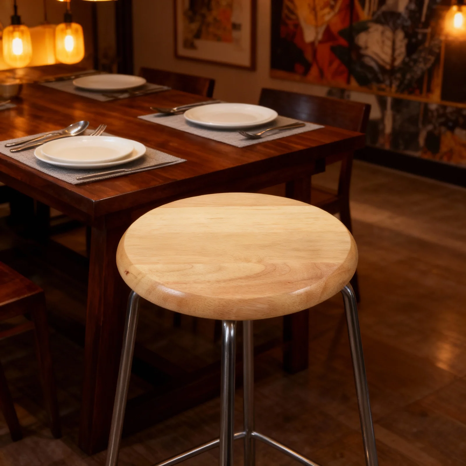 

Wooden Round Seat Replacement Bar Chair Seating Part Canteen Cover Sturdy For Home Hotel Restaurant Use Wooden Seating