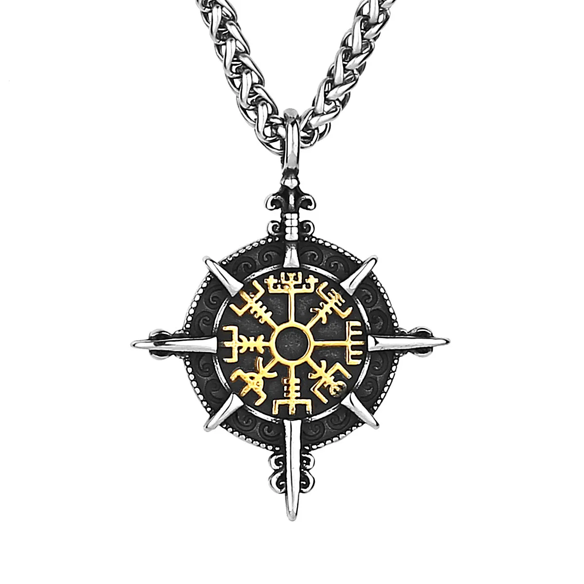 European and American Men's Fashionable and Domineering Angel Sword Stainless Steel Pendant Necklace