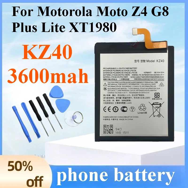 New KZ40 Battery 3600mAh for Motorola Moto Z4 G8 Plus Lite XT1980 Replacement Phone Battery