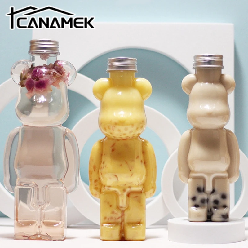 1PC Cartoon Milk Tea Bottle Puppet Bear Shaped Thickened Net Red Juice Drink Milk Tea Milk Cup Water Bottle Cute Water Bottle