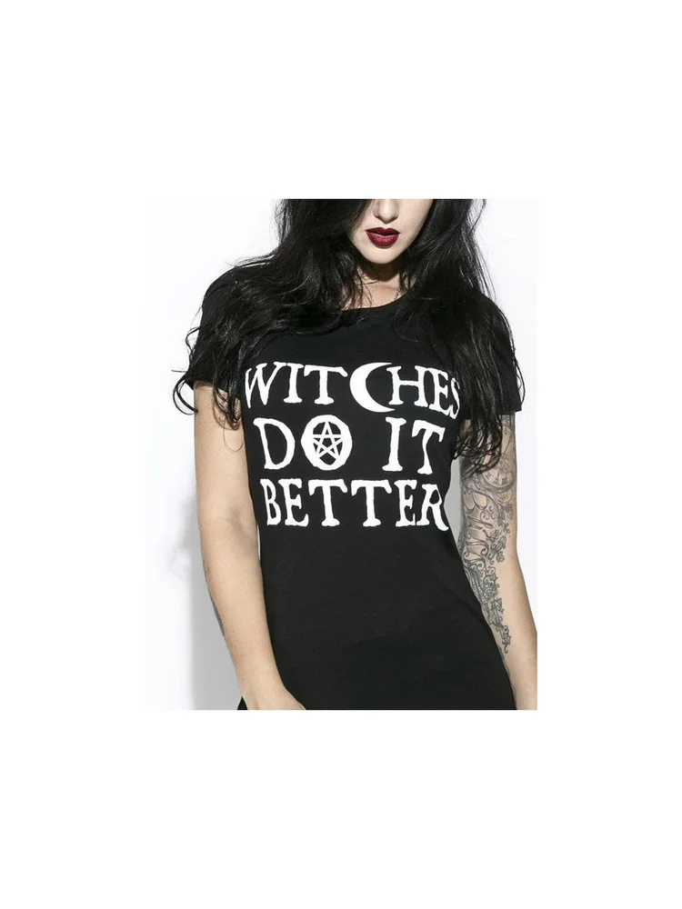 

Witches Do It Better T-Shirt Black Gothic Tee Shirt Summer Fashion Tumblr Grunge Tshirts Short Sleeve O-neck Printed Tee Shirt