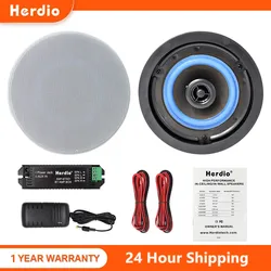 Herdio 160W 4 Inch Ceiling Speakers Bluetooth Built-In Flush Mount In-Wall Amplifier For Home Theater Indoor Bathroom