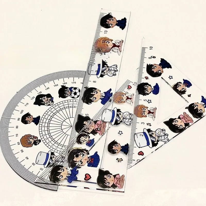 Detective Conan Conan Edogawa anime peripheral cartoon Q version printed protractor set ruler student special stationery gift