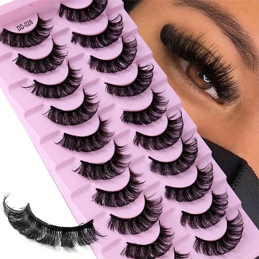 Dramatic Volume False Eyelashes - 10 Pairs, Perfect for Everyday Makeup for Travel