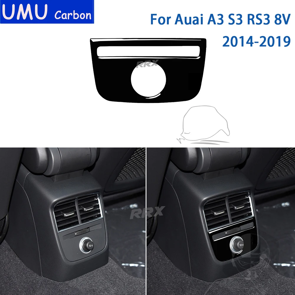 For Audi A3 S3 RS3 8V 2014 2015 2016 2017 2018 2019 Accessories Car Interior Rear Cigarette Lighter Sticker Black Plastic