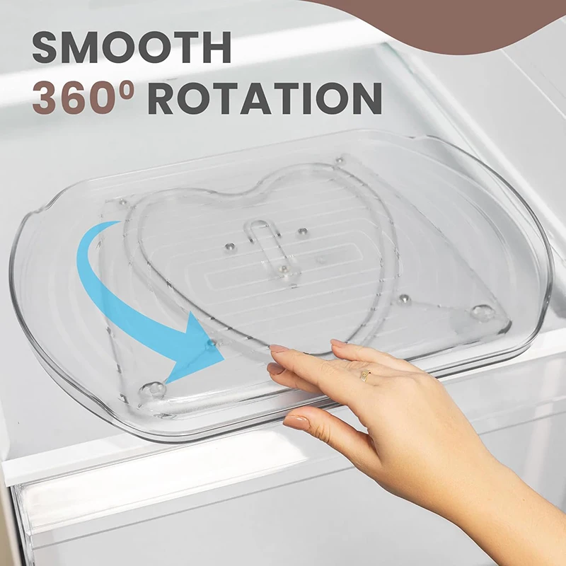 عبوة واحدة من منظم القرص الدوار كسول سوزان للثلاجة، منظم توابل سوزان المستطيل الشفاف لمنظمات الثلاجة