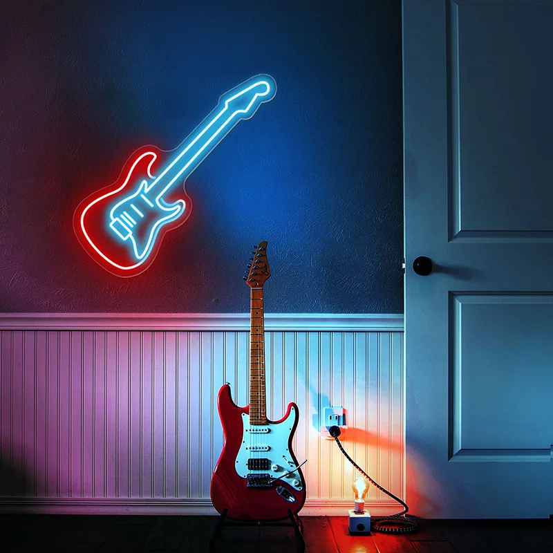 Imagem -02 - Neon Sign Personalizado Guitarra Elétrica Led Neon Luz Cerveja Bar Pub Música Sala Decoração Música Amante Guitarrista Presentes Luzes Sinais