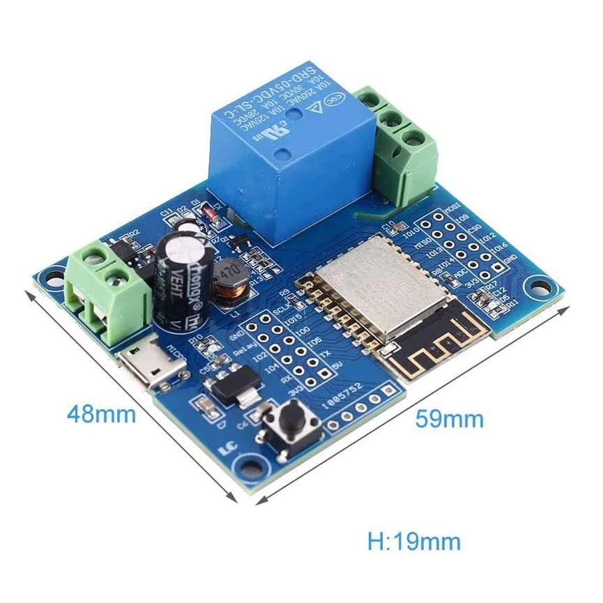 Wifi Relay Controller Module, Dc 5V 8V-80V Esp8266 Draadloze Controller Module ESP-12F Voor Iot Smart