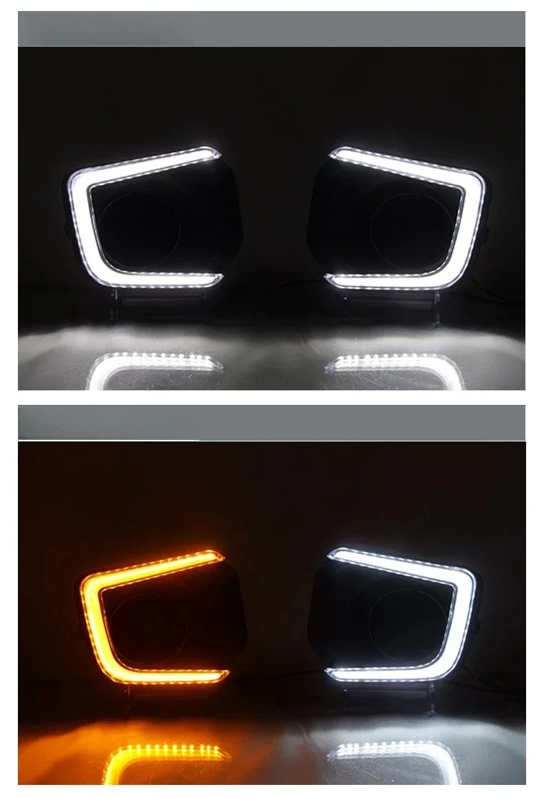 DRL Car LED Daytime Running Lights Front Fog Lamp Modified Dynamic Turn Signal Lamp White Daylights for Toyota Tacoma 2016-2023