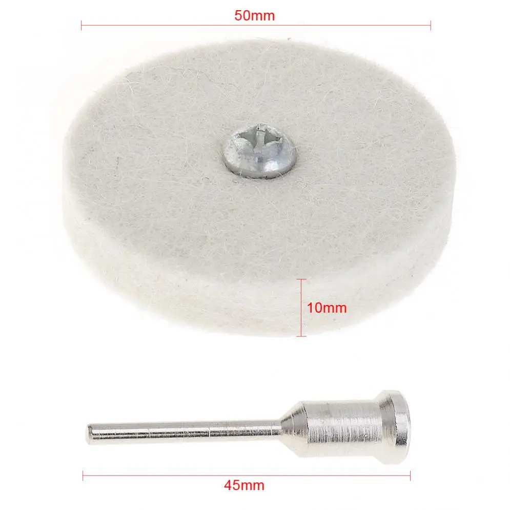 2 Zoll T-förmige weiße Wolle Poliers cheibe Spiegel Polier puffer Watte pad 3mm Schaft zum Oberflächen polieren Schleifen