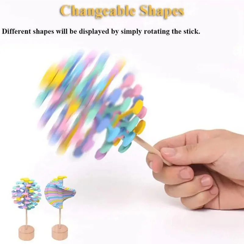 N03R-bois Spin Lollipop Fidget - Décompression éducative sensorielle - Soulagement de l'anxiété et du stress, un durable