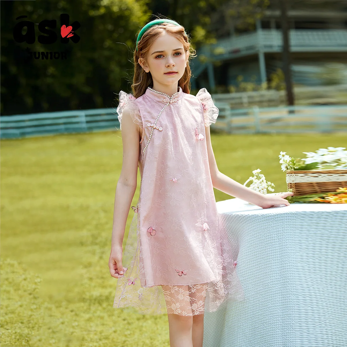 اسأل الفتيات الصغار ستة الصيف فستان الأطفال رقيقة الرجعية شيونغسام تنورة فستان الأميرة #2