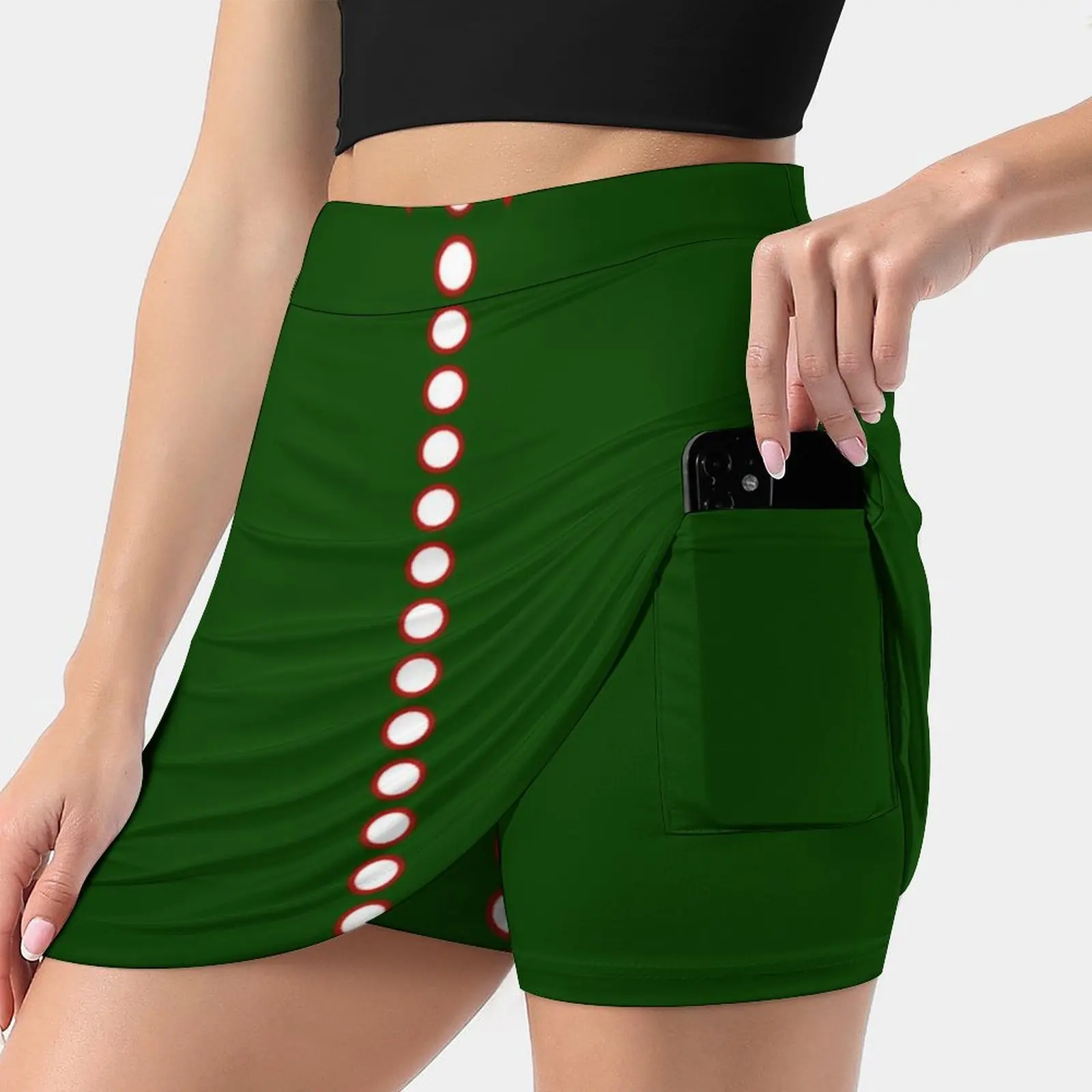 Christmas Colors Red , Dark Green , And White Faux Collar Korean Fashion Skirt Summer Skirts For Women Light Proof Trouser